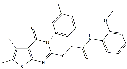 2-{[3-(3-chlorophenyl)-5,6-dimethyl-4-oxo-3,4-dihydrothieno[2,3-d]pyrimidin-2-yl]sulfanyl}-N-(2-methoxyphenyl)acetamide Struktur