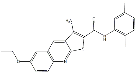 3-amino-N-(2,5-dimethylphenyl)-6-(ethyloxy)thieno[2,3-b]quinoline-2-carboxamide Struktur