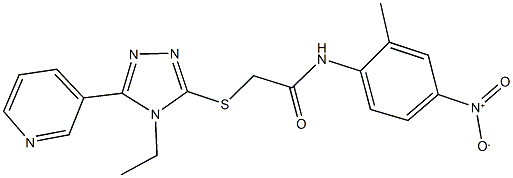 2-[(4-ethyl-5-pyridin-3-yl-4H-1,2,4-triazol-3-yl)sulfanyl]-N-{4-nitro-2-methylphenyl}acetamide Struktur