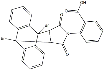 2-(1,8-dibromo-16,18-dioxo-17-azapentacyclo[6.6.5.0~2,7~.0~9,14~.0~15,19~]nonadeca-2,4,6,9,11,13-hexaen-17-yl)benzoic acid Struktur