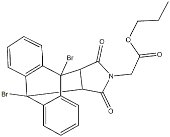 propyl (1,8-dibromo-16,18-dioxo-17-azapentacyclo[6.6.5.0~2,7~.0~9,14~.0~15,19~]nonadeca-2,4,6,9,11,13-hexaen-17-yl)acetate Struktur