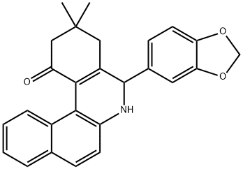 5-(1,3-benzodioxol-5-yl)-3,3-dimethyl-3,4,5,6-tetrahydrobenzo[a]phenanthridin-1(2H)-one Struktur