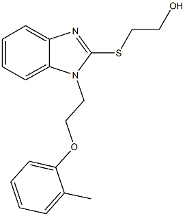 2-({1-[2-(2-methylphenoxy)ethyl]-1H-benzimidazol-2-yl}sulfanyl)ethanol Struktur