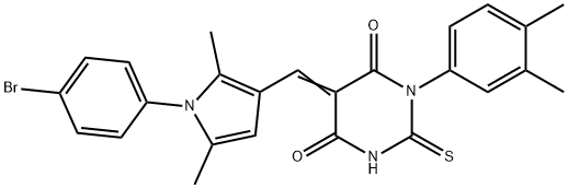 5-{[1-(4-bromophenyl)-2,5-dimethyl-1H-pyrrol-3-yl]methylene}-1-(3,4-dimethylphenyl)-2-thioxodihydro-4,6(1H,5H)-pyrimidinedione Struktur