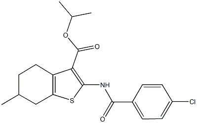 isopropyl 2-[(4-chlorobenzoyl)amino]-6-methyl-4,5,6,7-tetrahydro-1-benzothiophene-3-carboxylate Struktur