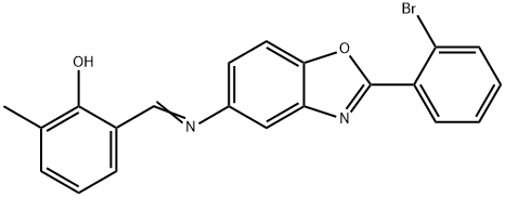 2-({[2-(2-bromophenyl)-1,3-benzoxazol-5-yl]imino}methyl)-6-methylphenol Struktur