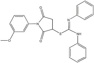 1-(3-methoxyphenyl)-2,5-dioxo-3-pyrrolidinyl N,N'-diphenylimidothiocarbamate Struktur