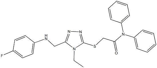 2-({4-ethyl-5-[(4-fluoroanilino)methyl]-4H-1,2,4-triazol-3-yl}sulfanyl)-N,N-diphenylacetamide Struktur