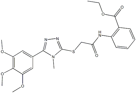 ethyl 2-[({[4-methyl-5-(3,4,5-trimethoxyphenyl)-4H-1,2,4-triazol-3-yl]sulfanyl}acetyl)amino]benzoate Struktur