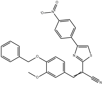 3-[4-(benzyloxy)-3-methoxyphenyl]-2-(4-{4-nitrophenyl}-1,3-thiazol-2-yl)acrylonitrile Struktur