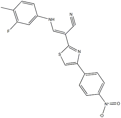 3-(3-fluoro-4-methylanilino)-2-(4-{4-nitrophenyl}-1,3-thiazol-2-yl)acrylonitrile Struktur