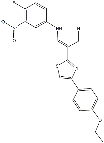 2-[4-(4-ethoxyphenyl)-1,3-thiazol-2-yl]-3-{4-fluoro-3-nitroanilino}acrylonitrile Struktur