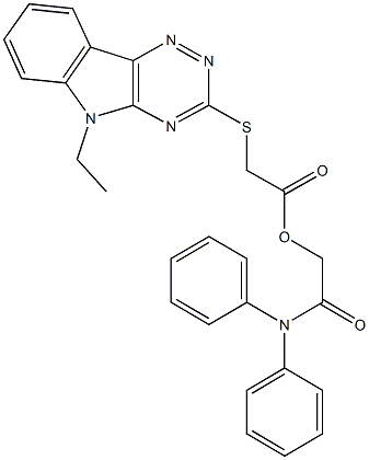 2-(diphenylamino)-2-oxoethyl [(5-ethyl-5H-[1,2,4]triazino[5,6-b]indol-3-yl)sulfanyl]acetate Struktur