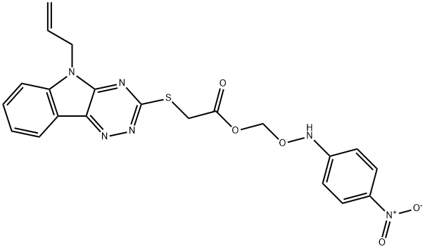 2-{4-nitroanilino}-2-oxoethyl [(5-allyl-5H-[1,2,4]triazino[5,6-b]indol-3-yl)sulfanyl]acetate Struktur