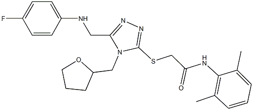 N-(2,6-dimethylphenyl)-2-{[5-[(4-fluoroanilino)methyl]-4-(tetrahydro-2-furanylmethyl)-4H-1,2,4-triazol-3-yl]sulfanyl}acetamide Struktur