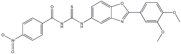 N-[2-(3,4-dimethoxyphenyl)-1,3-benzoxazol-5-yl]-N'-{4-nitrobenzoyl}thiourea Struktur