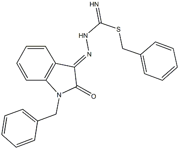 benzyl 2-(1-benzyl-2-oxo-1,2-dihydro-3H-indol-3-ylidene)hydrazinecarbimidothioate Struktur