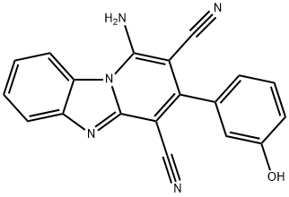 1-amino-3-(3-hydroxyphenyl)pyrido[1,2-a]benzimidazole-2,4-dicarbonitrile Struktur