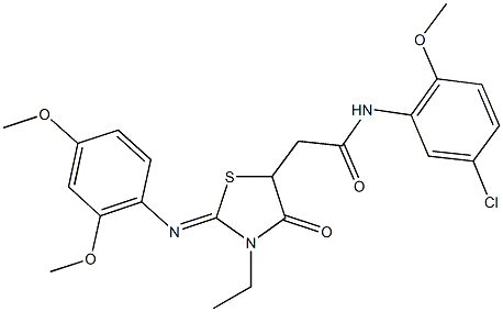 N-(5-chloro-2-methoxyphenyl)-2-{2-[(2,4-dimethoxyphenyl)imino]-3-ethyl-4-oxo-1,3-thiazolidin-5-yl}acetamide Struktur