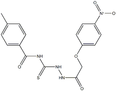 N-{[2-({4-nitrophenoxy}acetyl)hydrazino]carbothioyl}-4-methylbenzamide Struktur