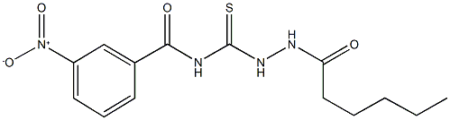 N-[(2-hexanoylhydrazino)carbothioyl]-3-nitrobenzamide Struktur