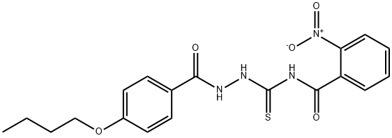 N-{[2-(4-butoxybenzoyl)hydrazino]carbothioyl}-2-nitrobenzamide Struktur