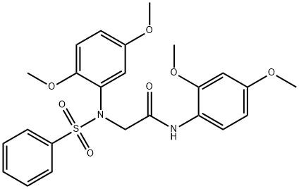 N-(2,4-dimethoxyphenyl)-2-[2,5-dimethoxy(phenylsulfonyl)anilino]acetamide Struktur