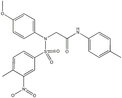 2-[({3-nitro-4-methylphenyl}sulfonyl)-4-methoxyanilino]-N-(4-methylphenyl)acetamide Struktur