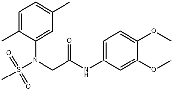 N-(3,4-dimethoxyphenyl)-2-[2,5-dimethyl(methylsulfonyl)anilino]acetamide Struktur