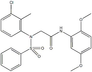 2-[3-chloro-2-methyl(phenylsulfonyl)anilino]-N-(2,5-dimethoxyphenyl)acetamide Struktur