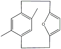 11,13-dimethyl-15-oxatricyclo[8.2.2.1~4,7~]pentadeca-1(12),4,6,10,13-pentaene Struktur