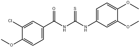 N-(3-chloro-4-methoxybenzoyl)-N'-(3,4-dimethoxyphenyl)thiourea Struktur