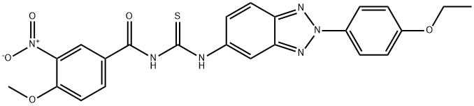 N-[2-(4-ethoxyphenyl)-2H-1,2,3-benzotriazol-5-yl]-N'-{3-nitro-4-methoxybenzoyl}thiourea Struktur