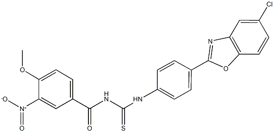 N-[4-(5-chloro-1,3-benzoxazol-2-yl)phenyl]-N'-{3-nitro-4-methoxybenzoyl}thiourea Struktur