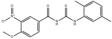 N-(2,5-dimethylphenyl)-N'-{3-nitro-4-methoxybenzoyl}thiourea Struktur