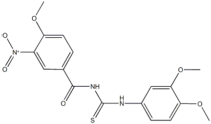 N-(3,4-dimethoxyphenyl)-N'-{3-nitro-4-methoxybenzoyl}thiourea Struktur