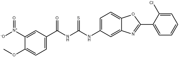 N-[2-(2-chlorophenyl)-1,3-benzoxazol-5-yl]-N'-{3-nitro-4-methoxybenzoyl}thiourea Struktur