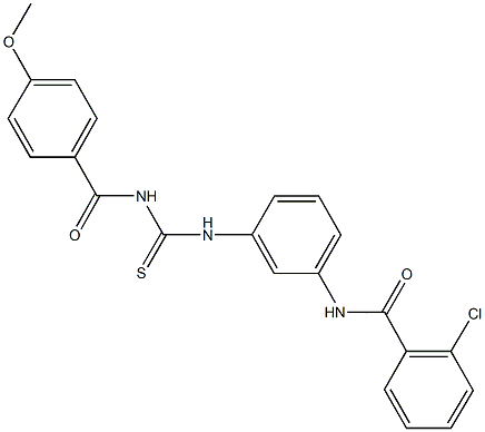 2-chloro-N-[3-({[(4-methoxybenzoyl)amino]carbothioyl}amino)phenyl]benzamide Struktur