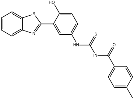 N-[3-(1,3-benzothiazol-2-yl)-4-hydroxyphenyl]-N'-(4-methylbenzoyl)thiourea Struktur