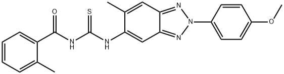 N-[2-(4-methoxyphenyl)-6-methyl-2H-1,2,3-benzotriazol-5-yl]-N'-(2-methylbenzoyl)thiourea Struktur