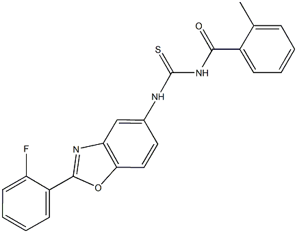 N-[2-(2-fluorophenyl)-1,3-benzoxazol-5-yl]-N'-(2-methylbenzoyl)thiourea Struktur