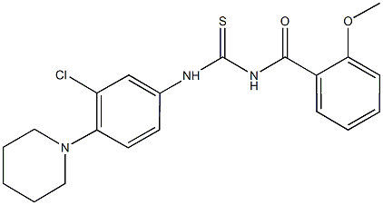 N-[3-chloro-4-(1-piperidinyl)phenyl]-N'-(2-methoxybenzoyl)thiourea Struktur