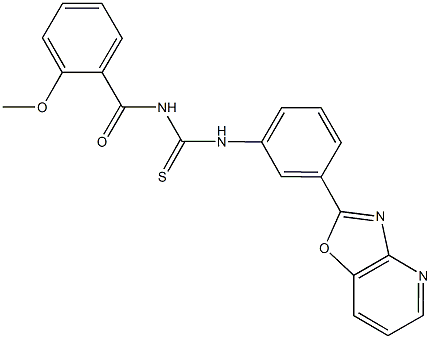 N-(2-methoxybenzoyl)-N'-(3-[1,3]oxazolo[4,5-b]pyridin-2-ylphenyl)thiourea Struktur