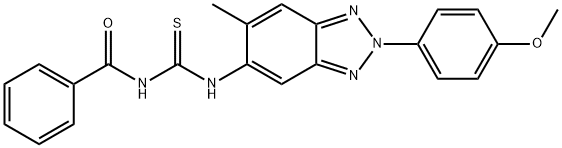 N-benzoyl-N'-[2-(4-methoxyphenyl)-6-methyl-2H-1,2,3-benzotriazol-5-yl]thiourea Struktur