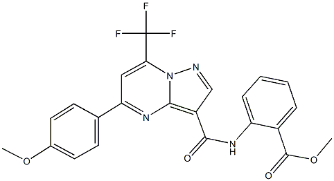 methyl 2-({[5-(4-methoxyphenyl)-7-(trifluoromethyl)pyrazolo[1,5-a]pyrimidin-3-yl]carbonyl}amino)benzoate Struktur