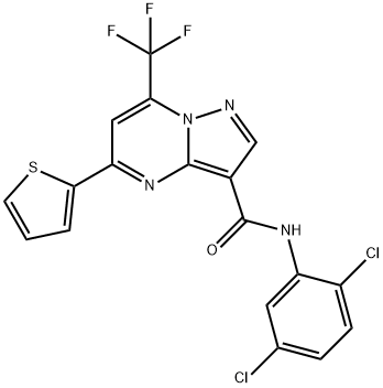 N-(2,5-dichlorophenyl)-5-(2-thienyl)-7-(trifluoromethyl)pyrazolo[1,5-a]pyrimidine-3-carboxamide Struktur