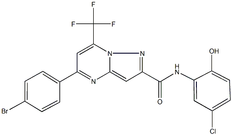 5-(4-bromophenyl)-N-(5-chloro-2-hydroxyphenyl)-7-(trifluoromethyl)pyrazolo[1,5-a]pyrimidine-2-carboxamide Struktur