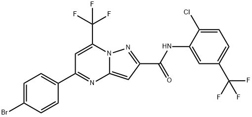 5-(4-bromophenyl)-N-[2-chloro-5-(trifluoromethyl)phenyl]-7-(trifluoromethyl)pyrazolo[1,5-a]pyrimidine-2-carboxamide Struktur