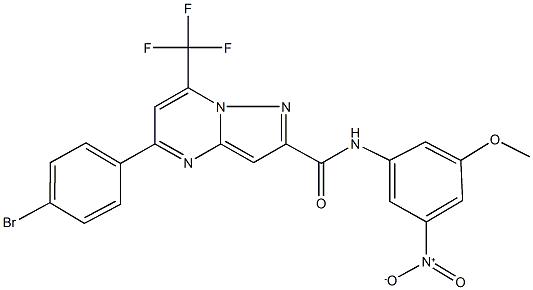 5-(4-bromophenyl)-N-{3-nitro-5-methoxyphenyl}-7-(trifluoromethyl)pyrazolo[1,5-a]pyrimidine-2-carboxamide Struktur