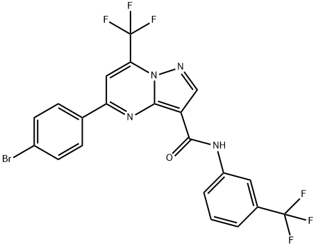 5-(4-bromophenyl)-7-(trifluoromethyl)-N-[3-(trifluoromethyl)phenyl]pyrazolo[1,5-a]pyrimidine-3-carboxamide Struktur